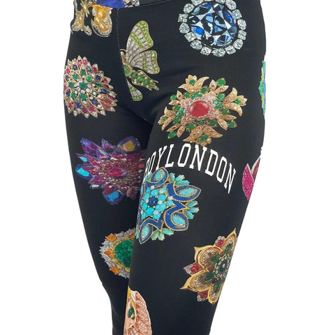 Leggins donna BOY LONDON bielastico stampa all over nero