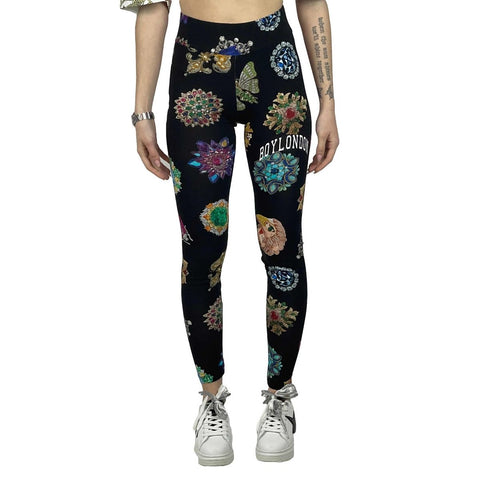 Leggins donna BOY LONDON bielastico stampa all over nero