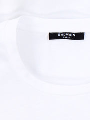 T-shirt BALMAIN stampa logo oro bianca