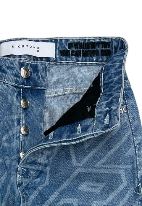 Jeans JOHN RICHMOND slim fit stampa all over RICH denim blue light