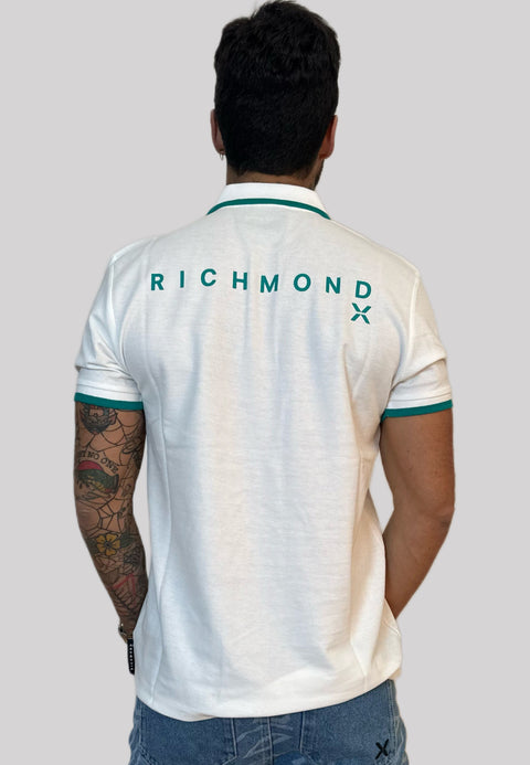 Maglia Polo JOHN RICHMOND stampa bianco/verde