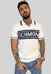 Maglia Polo JOHN RICHMOND a costine stampa bianco/blue