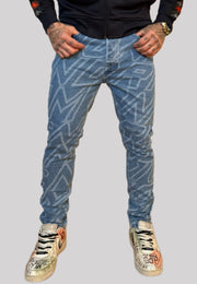 Jeans JOHN RICHMOND slim fit stampa all over RICH denim blue light