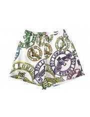 Completino estivo donna BOY LONDON t-shirt corta + short stampa all over bianco/multicolor