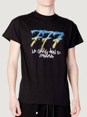 Tony Effe T-shirt TRIPLOSETTE 777 con stampa graffiti nera