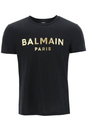 T-shirt BALMAIN stampa logo oro nera