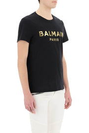 T-shirt BALMAIN stampa logo oro nera